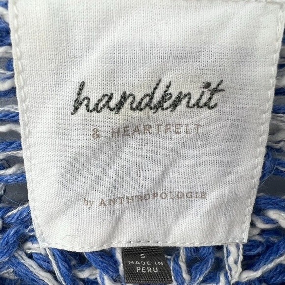Anthropologie Handknit & Heartfelt Patchwork Cable Knit Sweater Small Alpaca - Picture 7 of 10